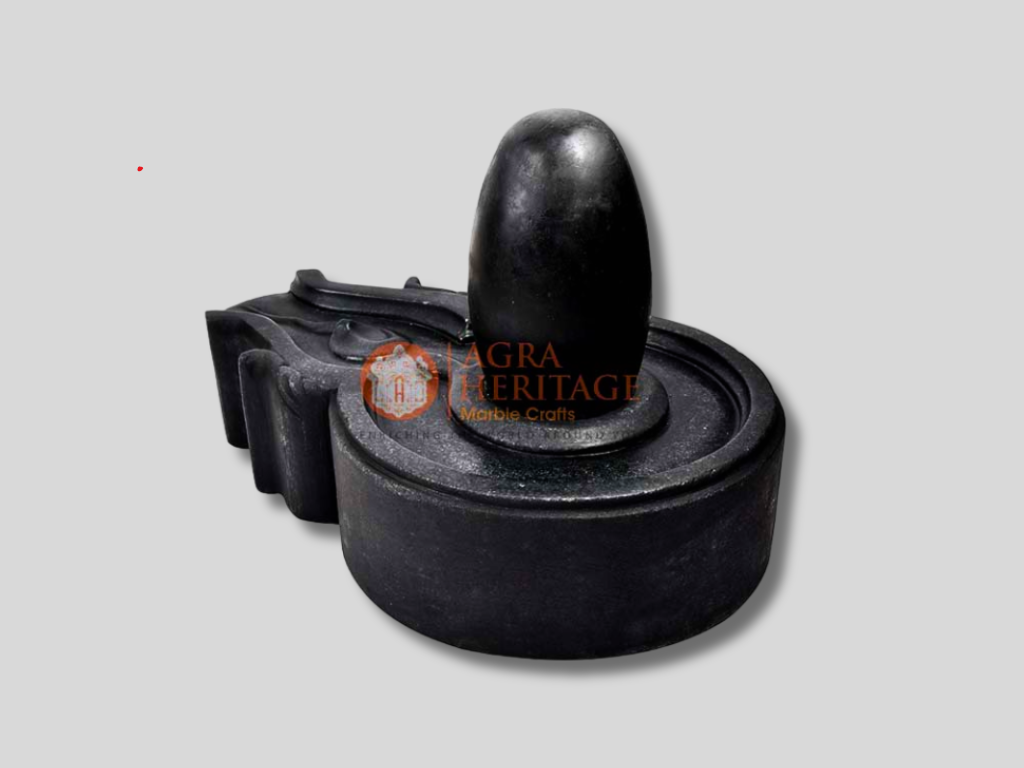 Black Stone Marble Shivling for Home Temple Decor